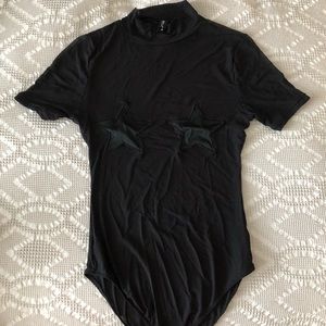 Sheer black star bodysuit